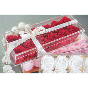 Madison Gold Twelve Roses Handmade Wooden Gift Box Preserved Flowers for Valentine's Day Mother's Day Graduation Square Shape - Product Image 3