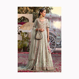 เสื้อสายไหมผสม lehenga ดีไซเนอร์หรูพร้อมเรียงตามลำดับและปักลายเสื้อผ้าอินเดียและปากีสถานแบบนิ่มสำหรับงานแต่งงานของเพื่อนเจ้าสาว - Product Image 4