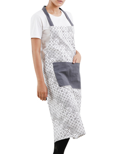 ผ้ากันเปื้อนผ้าฝ้ายแขนกุดสีผสมกับกระเป๋าด้านหน้าสายรัดปรับระดับได้สำหรับบ้านโรงแรมห้องครัวแบบคาดเอว - Product Image 2