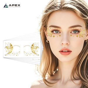 <span class=keywords><strong>Tatuaggio</strong></span> Temporaneo Occhio <span class=keywords><strong>Farfalla</strong></span> in Lamina d'Oro - 10 Design Metallici, Adesivo Viso Impermeabile per Festival e Rave, Patch Trucco Occhi - Product Image 1