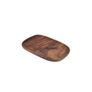 Plateaux rectangulaires en bois plateau de service de fruits de fête décor grand Acacia en bois revêtement alimentaire sûr Snack assiettes fournitures - Product Image 1