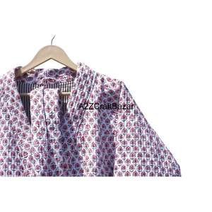 เสื้อคลุมอาบน้ำคอตตอนบุผ้าสไตล์อินเดียสำหรับผู้หญิงเสื้อคลุมสำหรับใส่ใน100% ลายดอกไม้แบบทางการเข็มขัดแบบนุ่มใส่กลับด้านได้แห้งเร็วคอวีใส่ได้ทุกฤดู - Product Image 3