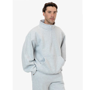 14oz. Sudadera de lana pesada Media cremallera Sudaderas con capucha de lana para hombre - Product Image 4