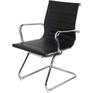 เก้าอี้สำหรับห้องโถง/ห้องประชุมหนัง PU พนักพิงกลางแบบโครเมียม 8 ชิ้น พร้อมที่วางแขนแบบคงที่ - Product Image 3