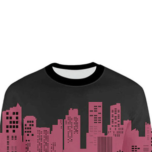 Sudadera Premium Personalizada con Estampado para Hombre, Estilo Urbano, Cuello Redondo, Corte Regular, Otoño, Tejido de Poliéster, Negro y Rosa - Product Image 2