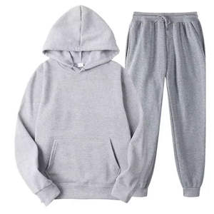 Sweat-shirt à capuche pour homme Pantalon à cordon Ensembles de 2 pièces pour la course à pied Vêtements de sport d'automne Motif solide Survêtements pour homme et femme - Product Image 3
