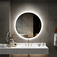 Miroir de salle de bain LED rond sans cadre, éclairage frontal, 3 couleurs, variateur tactile, prêt à être expédié, 60 cm, 80 cm – Offre spéciale en stock