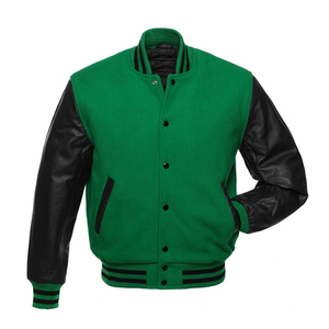 Chaquetas de béisbol universitarias con logotipo personalizado para hombre, chaqueta de bombardero con manga de cuero de color personalizado Vintage con letras universitarias - Product Image 1