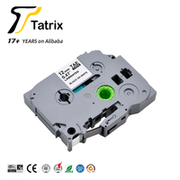 Ruban adhésif compatible Tatrix Premium Tze231 Tze-231 blanc sur noir pour imprimante d'étiquettes Brother P-touch Tze 12 mm Tz231