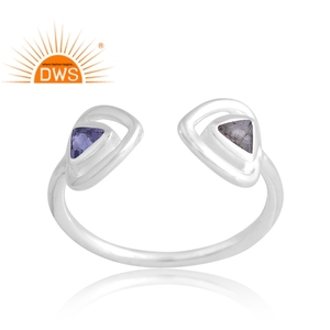 แหวนพลอย iolite & labradorite ธรรมชาติ925เงินสเตอร์ลิงเครื่องประดับออกแบบได้ตามต้องการของขวัญสำหรับผู้หญิง - Product Image 1