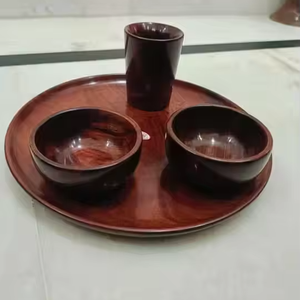 Elegantes platos de madera para servir, vajilla de madera dura sostenible, vajilla de madera ecológica y elegante de glowin fashion - Product Image 5