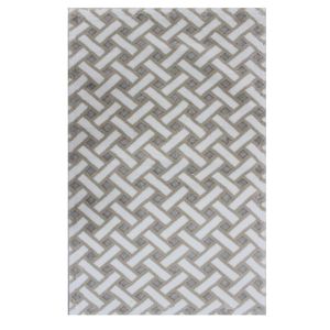 Alfombra de baño y ducha Darin de 70x120cm, plateada, de hilo de algodón teñido, jacquard abstracto, producción personalizada - Hecho en Turquía - Product Image 3