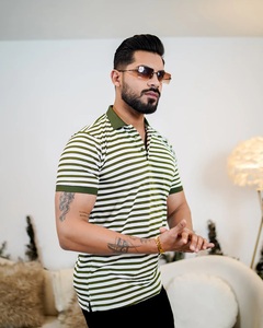 100% algodón de alta calidad para hombre de verano para Polo, camiseta de negocios antibolitas con mangas cortas a rayas para Golf - Product Image 3