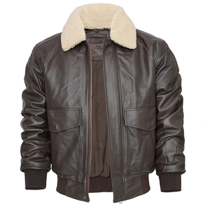 Veste bomber en laine/polyester de haute qualité pour hommes avec col en V, décoration boutonnée, fermeture éclair, vestes pour hommes - Product Image 5