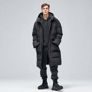 Veste longue matelassée pour homme, veste longue matelassée chaude d'hiver, veste longue matelassée pour homme, streetwear pour homme, 100% polyester spandex, veste longue matelassée pour homme - Product Image 2