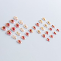 A049 Valentijn Gradient Roze Metallic Goud Opzetnagels 32 stuks Zoete Licht Luxe Groothandel
