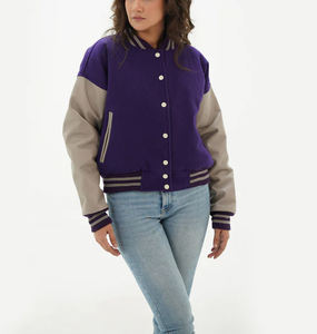 Chaqueta universitaria de lana para mujer al por mayor con diseño tejido bordado Color personalizado y manga larga transpirable de alta calidad - Product Image 4