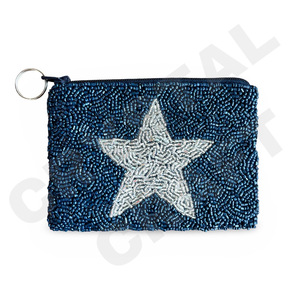 Silver star Seed Beaded Coin Pouch Wallet Beautiful <b>Fashionable</b> <b>Accessory</b> with <b>Fashionable</b> <b>Accessory</b> Features - Product Image 1