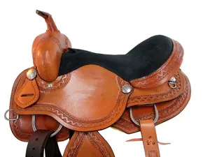 Selle de cheval de randonnée western en cuir de vachette de qualité supérieure, confortable et durable, équipement équestre, outillage artisanal - Product Image 3