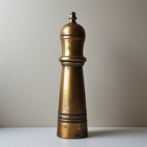 Molinillo de sal y pimienta de madera decorativo con superficie de pátina martillada rústica Trabajo artesanal que ofrece acento para cenar - Product Image 1