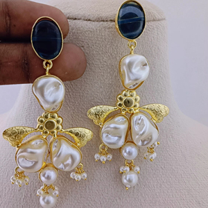 Stylish Handmade Golden <b>Mother</b> <b>Pearl</b> Drop <b>Earrings</b> Set High Quality Brass Custom Design for Women Handmade Bulk Product - Product Image 1