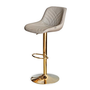 Contemporary Nappa Leather <b>Bar</b> <b>Stool</b> with Swivel and Height <b>Adjustment</b> Base Gold Painted GAK069 Metal Frame <b>Bar</b> Furniture - Product Image 1