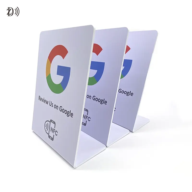 ป้ายยืนรีวิว Google Tap NFC NTAG213 รีวิวเราบนตารางเมนู Google พร้อม QR