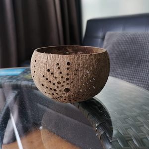 Bol en bois de noix de coco fait à la main écologique Ensemble de cuillères en bois Dessert aux fruits naturels Bol à salade végétalien pour les fêtes Fournisseur en gros - Product Image 1