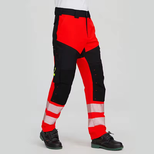 Men's High Visibility Breathable CE Certified Orange <b>Work</b> <b>Cargo</b> <b>Pants</b> Reflective Stripes Multiple Pockets for Safety - Product Image 2