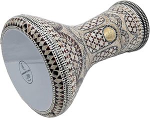 Gawharet El Fan 17,5 pouces, doumbek égyptien professionnel en argent et ambre perlé, darbuka - Product Image 6