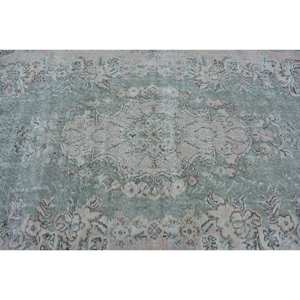 Vintage 5.5x9.3 pieds vert Beige turc laine tapis fait à la main grande surface Rectangle Patchwork Latex support pour couloir chambre décor - Product Image 5