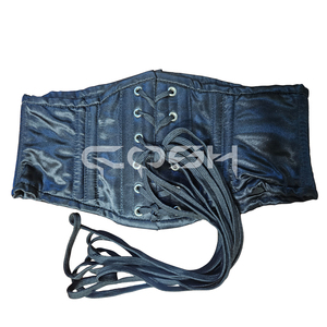 Corset élégant en satin noir, type waspie, cincher de taille, sous-poitrine, également disponible en plusieurs couleurs - Product Image 6