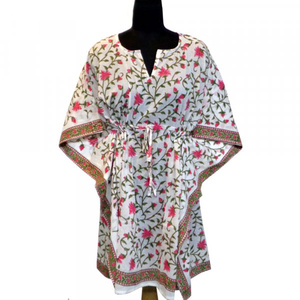 Latest Design Indian Manufacturer <b>Kaftan</b> Free Size Pure Cotton Hand Block Printed Fashionable Beach <b>Kaftans</b> for Bulk Supply - Product Image 1