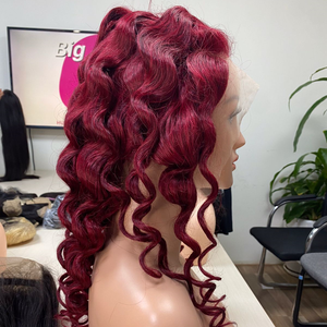 Venta al por mayor rojo cutícula alineados Virgen Remy Peluca de pelo teñido de cabello humano para las mujeres negras estilo frontal - Product Image 1