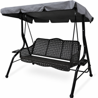 Fauteuil balançoire de patio extérieur 3 places en acier inoxydable avec auvent amovible pour jardin et cour