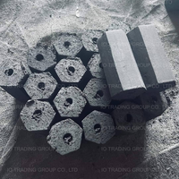 Briquettes extrudées de charbon de coco hexagonales avec trou central, longueur 5-25 cm, 100% charbon de coco, fines, haute valeur calorifique