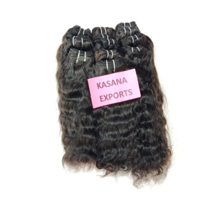 Extensions de cheveux humains Remy indiens noirs 100 % naturels, alignés sur les cuticules, pour femmes, à clipser, ondulations profondes lâches, style indien, vente en gros - Product Image 3