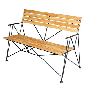 Artistic Iron Frame <b>Bench</b> with 1.2m Length GBD020 Industrial Style Patio <b>Bench</b> Cast Iron Rubber <b>Wood</b> for Exterior Use for Parks - Product Image 1