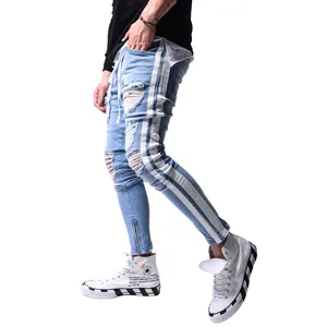 Venda quente Marcas Famosas Rasgado Jeans Hombre Moda Homem Rip Denim Calças Skinny jeans