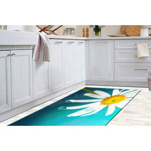 Tapis imprimé marguerite - Floral, antidérapant, moderne, décoration de salle à manger, tapis en velours de luxe - Product Image 4