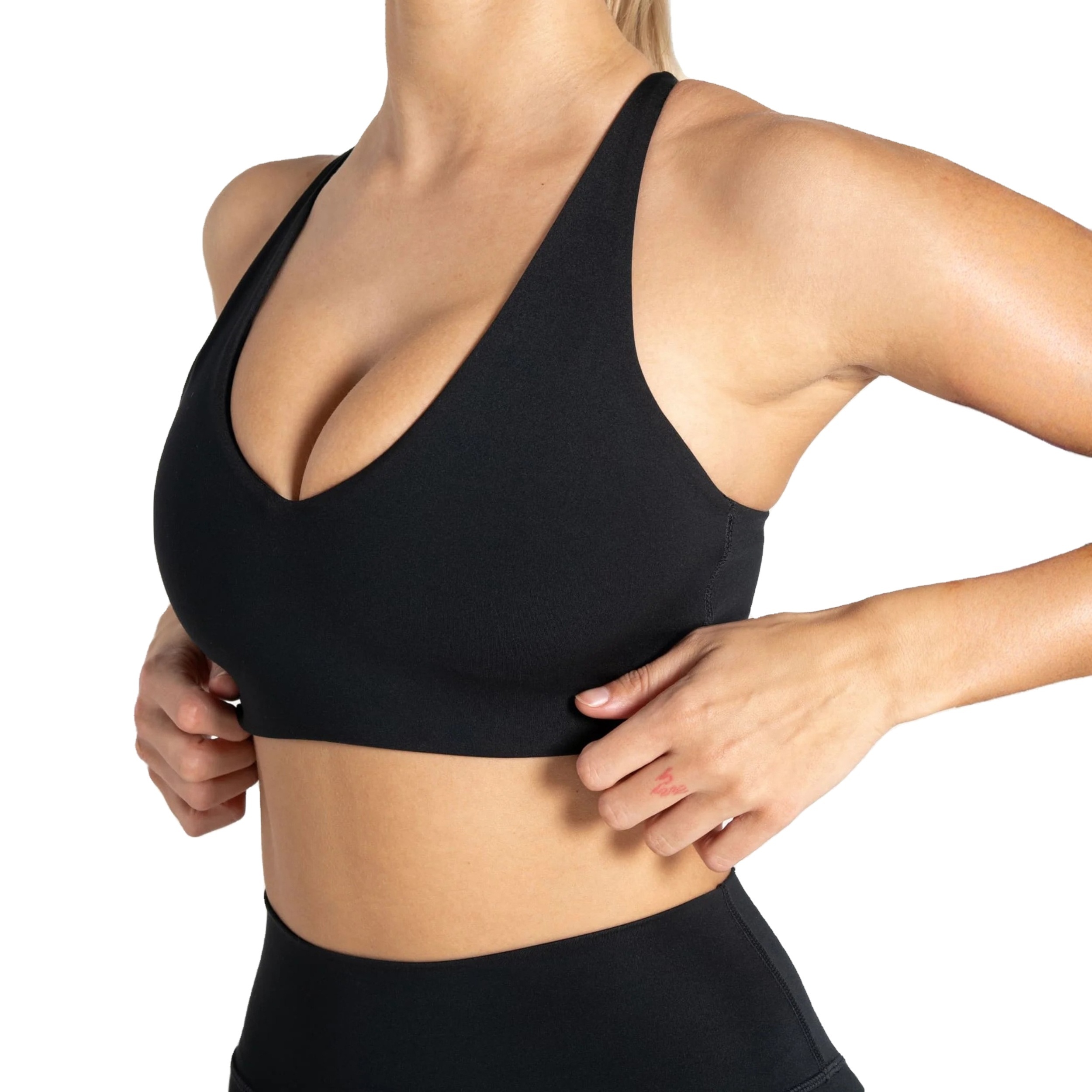 Women's Plus Size Deep V Neck Adjustable Strap Sports Bra Push Yoga Gym Running Fitness Top Breathable Nylon Spandex Activewear