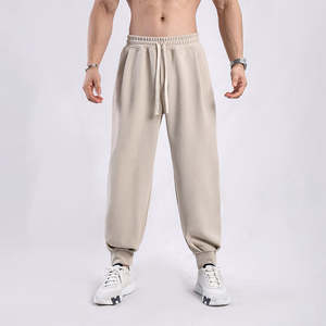 Pantalons pour hommes lavés, de haute qualité, élastiques, pantalons de fitness, pantalons de sport amples, pantalons de survêtement à revers, pantalons de course, de gym, d'exercice, de jogging - Product Image 2