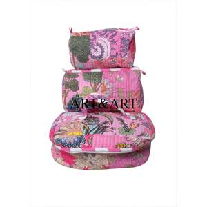 Vanity Delight Cotton 3-Piece Zipper Closure Eco-Friendly Cosmetic <b>Bag</b> Set Glamorous Soft Touch Pouches - Product Image 5