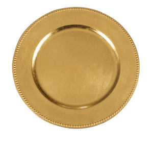 Plato de presentación ecológico de acero inoxidable con acabado dorado redondeado para bodas, aniversarios y compromisos, utilizado como equipo de mesa. - Product Image 1