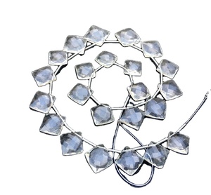 Pierre précieuse en cristal de Quartz naturel 23 pièces, perles de forme carrée à facettes, fabrication en gros, véritable, haute qualité - Product Image 1