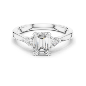 1.3 CT <b>Emerald</b> Cut Lab Diamond Three-Stone <b>Ring</b> for Women VVS-VS EF Clarity 18KT, 14KT, 10KT Gold & 925 <b>Silver</b> Rose, - Product Image 2