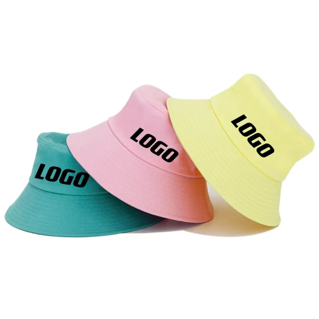 Cappello da secchio personalizzato per adulti con cappello da pesca blu reale di colore solido Casual con dimensioni del Logo personalizzate e colore personalizzato