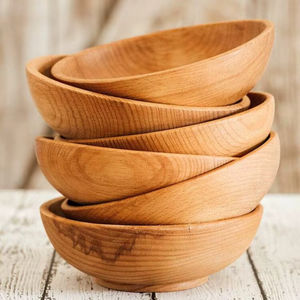 Bol de service élégant en bois massif pour centre de table à manger et usage quotidien - Product Image 1