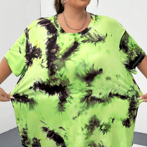 OEM personnalisé imprimé ample vintage été tie-dye t-shirts pour les femmes respirant coton tissu bouton service de marque privée - Product Image 5