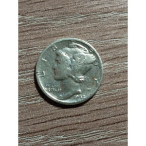 Moneda de 1943 D Mercury Dime con grieta en el reverso y error de texto, moneda única para coleccionistas y contadores y clasificadores de monedas - Product Image 1
